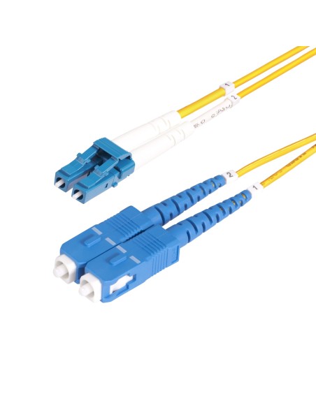 Cable de Fibra Óptica LC a SC (UPC) OS2 Monomodo 9/125µm 100G LSZH Dúplex de 2m - Low Insertion Loss - Resistente a Dobleces - 